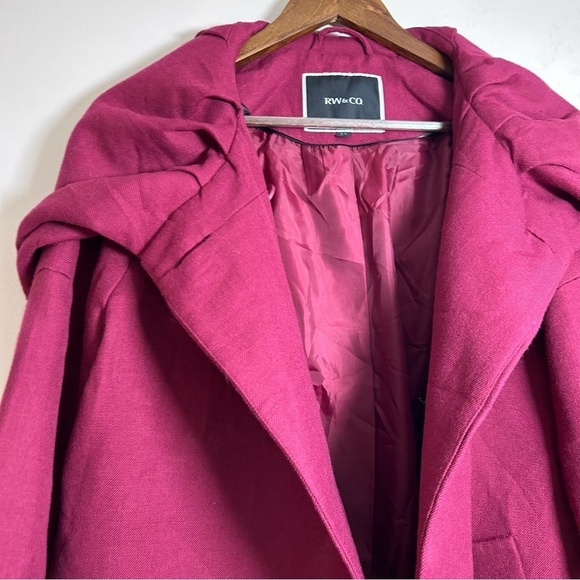RW& Co Wool Coat Hooded w/ Extra Large Hood Witchy Cloak Style Fuchsia Small - Picture 9 of 10